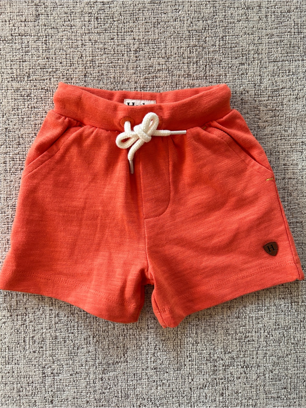Hatley Orange baby boy Sweatshorts with White Drawstring